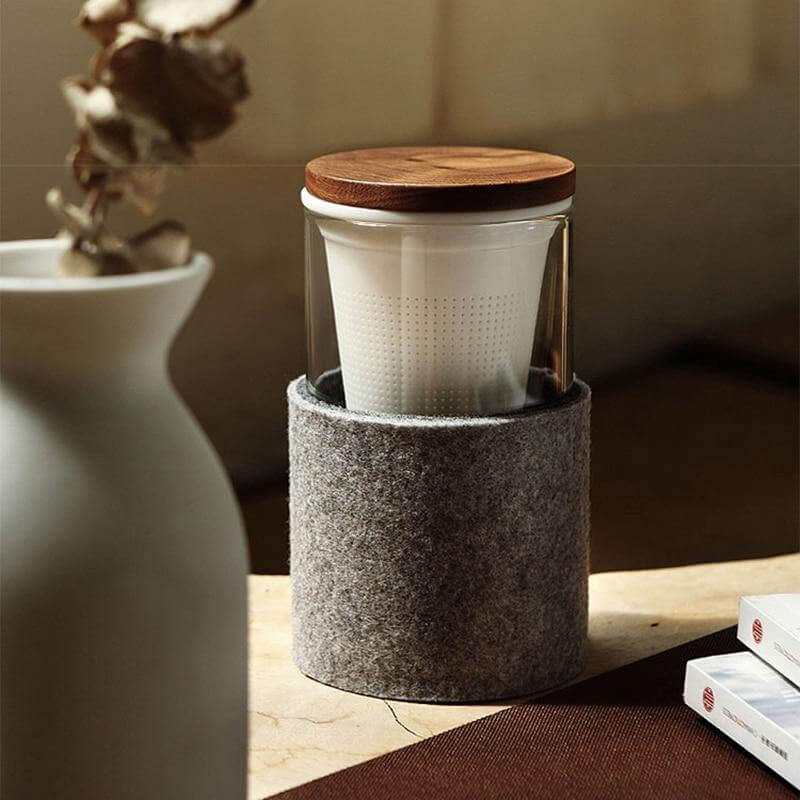 Premium Tea Infuser with Natural Wood Lid - Luxicro