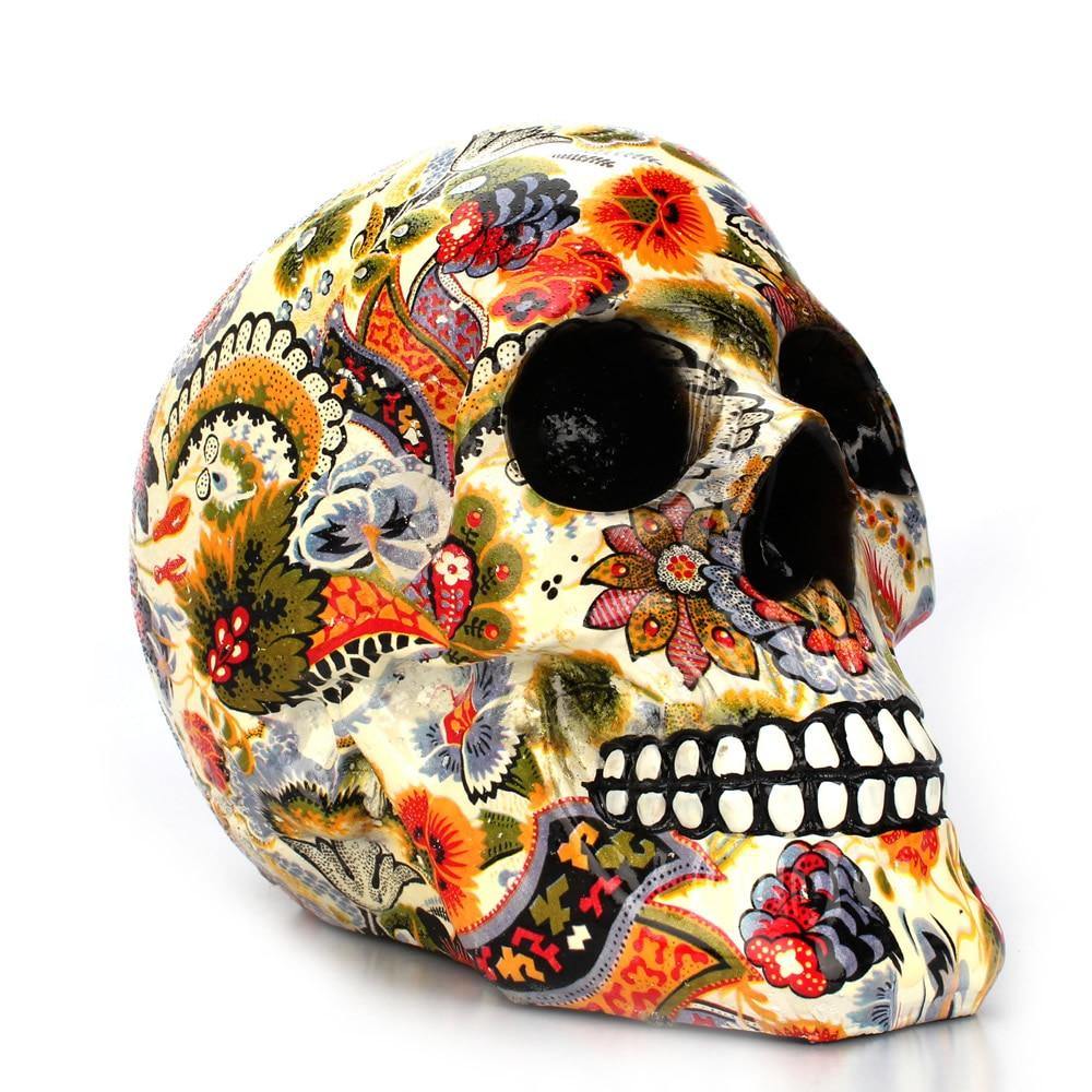 Colorful Halloween Skull Figurine Decoration - Luxicro