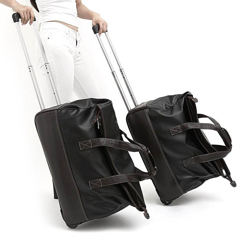 Durable Water Resistant Leather Travel Suitcase