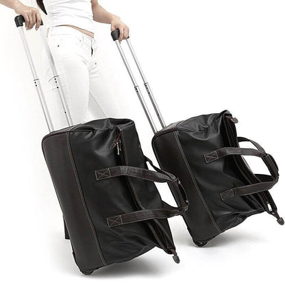 Durable Water Resistant Leather Travel Suitcase