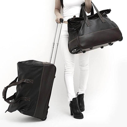 Durable Water Resistant Leather Travel Suitcase