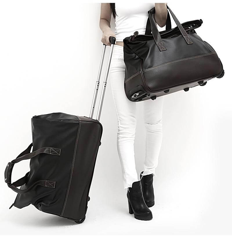 Durable Water Resistant Leather Travel Suitcase