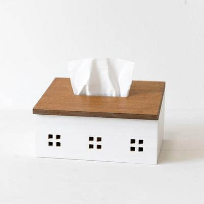 Natural Wood Bathroom Tissue Box