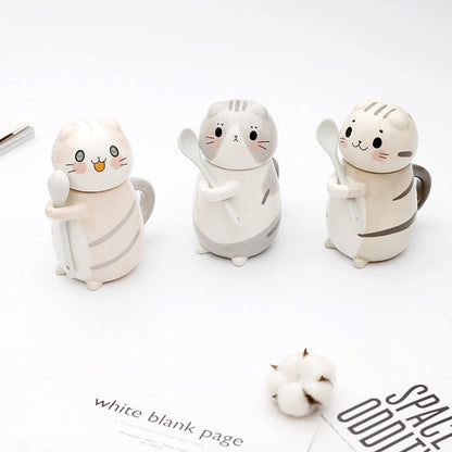 Adorable Kitty Ceramic Coffee Mug Set