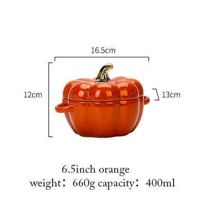 Seasonal Orange Ceramic Baking Dish With Glazed Lid