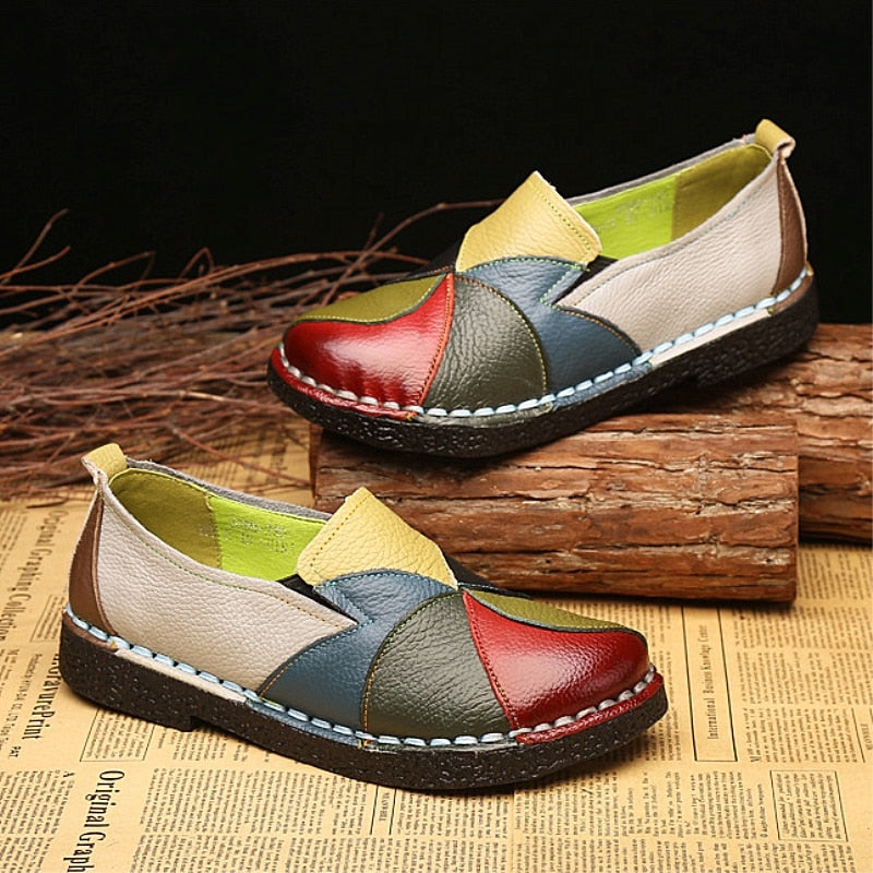 Colorful Women's Leather Walking Shoes - Luxicro