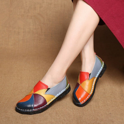 Colorful Women's Leather Walking Shoes
