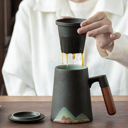 Mountain Landscape Coffee Mug With Built In Strainer