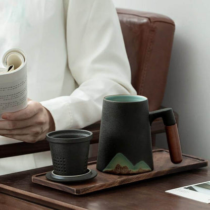 Mountain Landscape Coffee Mug With Built In Strainer