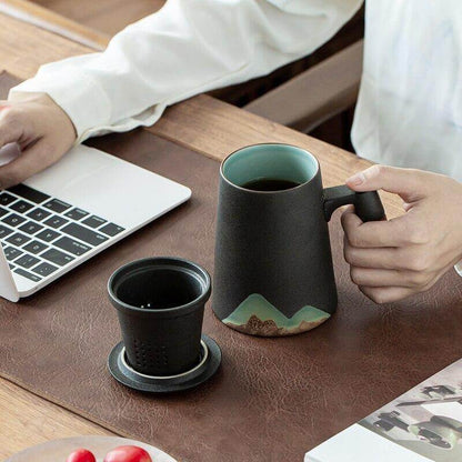 Mountain Landscape Coffee Mug With Built In Strainer