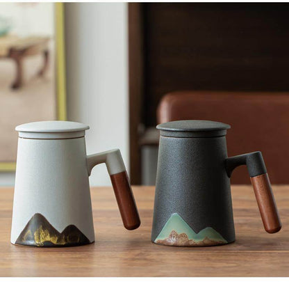 Mountain Landscape Coffee Mug With Built In Strainer