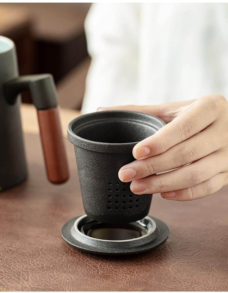 Mountain Landscape Coffee Mug With Built In Strainer