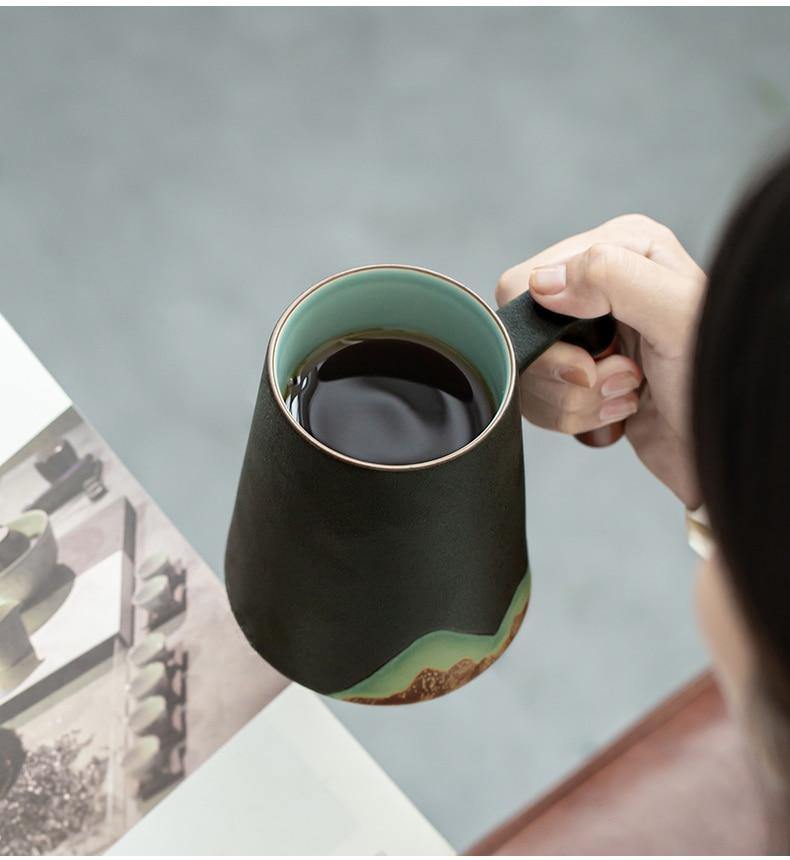 Mountain Landscape Coffee Mug With Built In Strainer