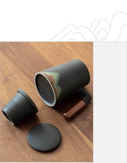 Mountain Landscape Coffee Mug With Built In Strainer