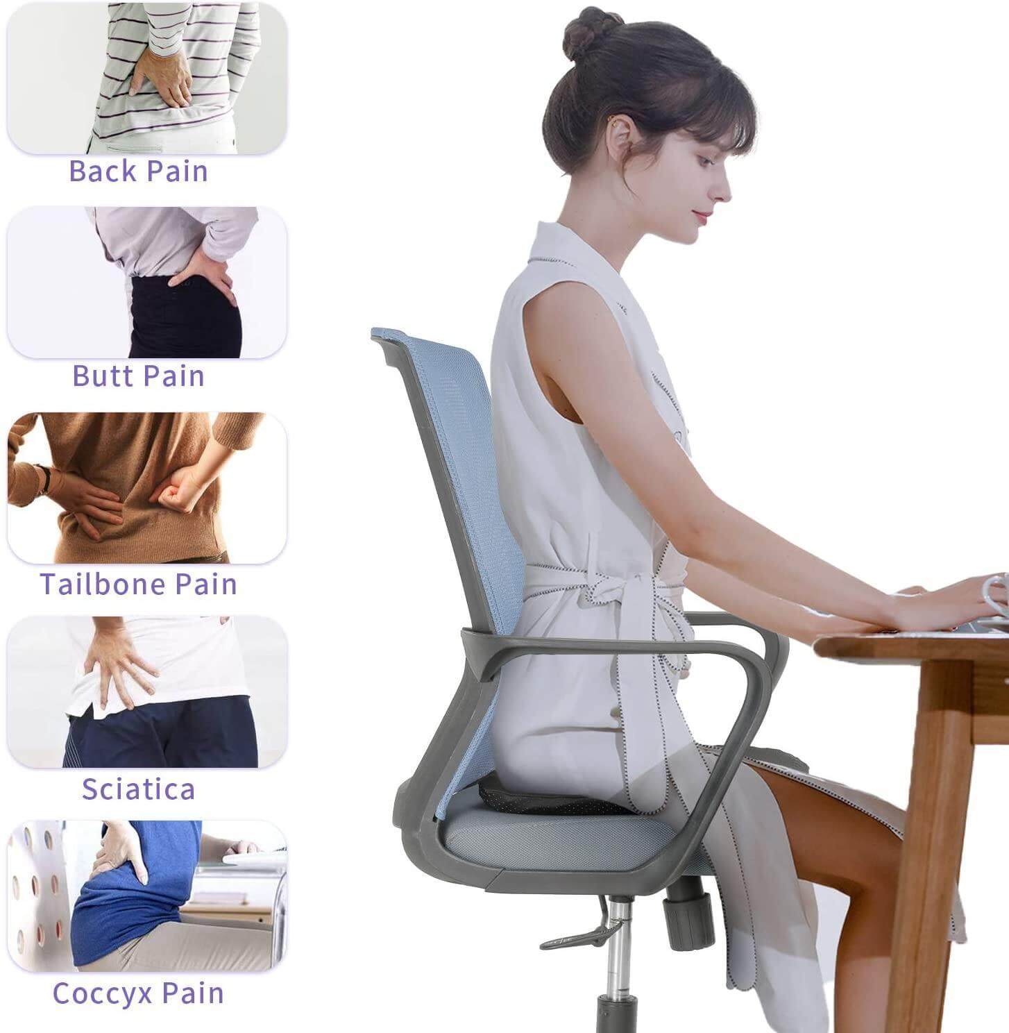 Supportive Memory Foam Seat Cushion - Luxicro
