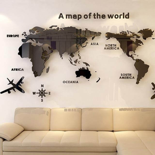 Big World Map Canvas Wall Decor