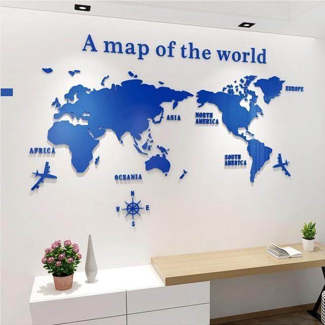 Big World Map Canvas Wall Decor