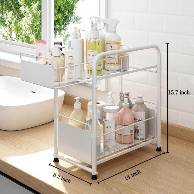 Compact 2-Tier Kitchen Island with Sliding Storage Drawers