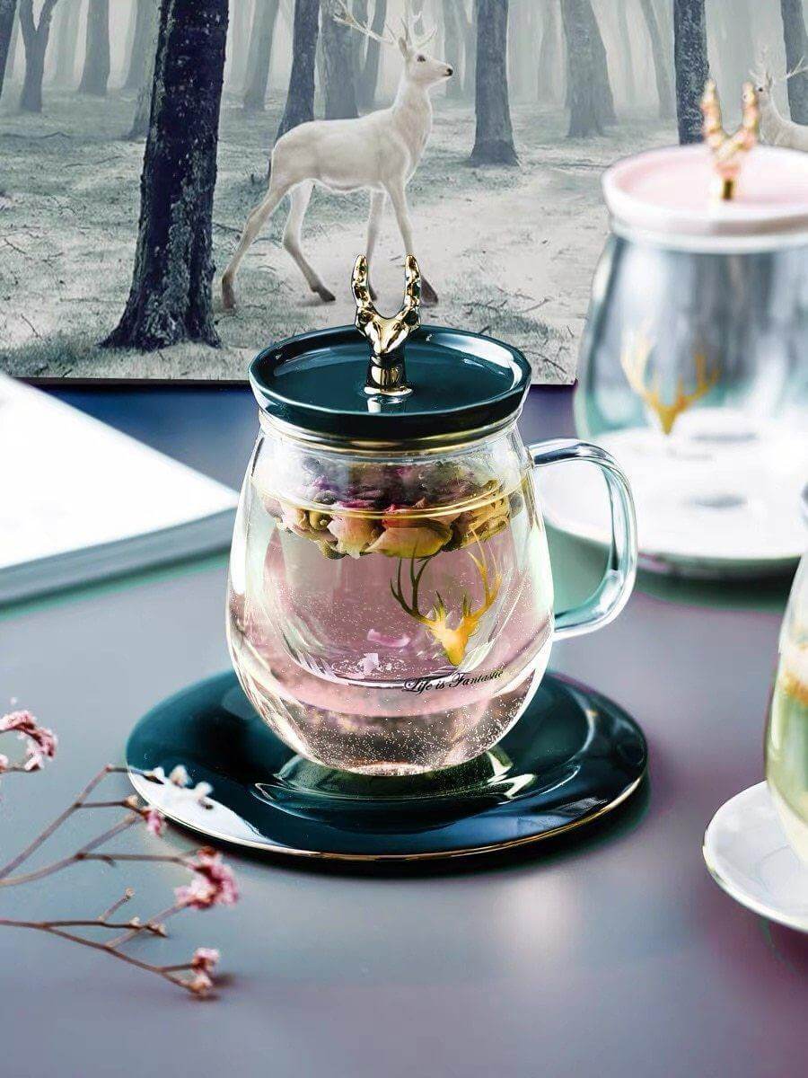 Thermal Glass Cup With Cute Animal Lid - Luxicro
