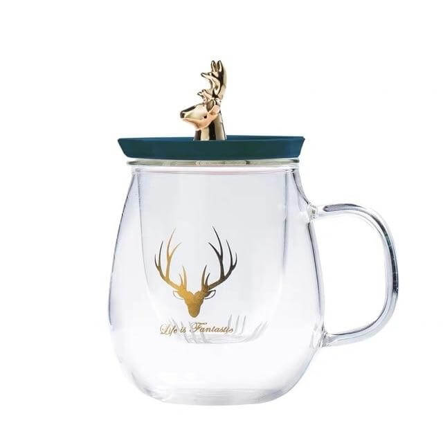 Thermal Glass Cup With Cute Animal Lid