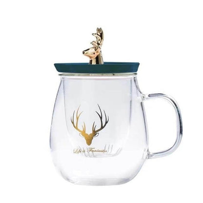 Thermal Glass Cup With Cute Animal Lid