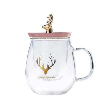 Thermal Glass Cup With Cute Animal Lid