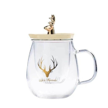 Thermal Glass Cup With Cute Animal Lid