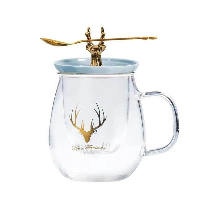Thermal Glass Cup With Cute Animal Lid