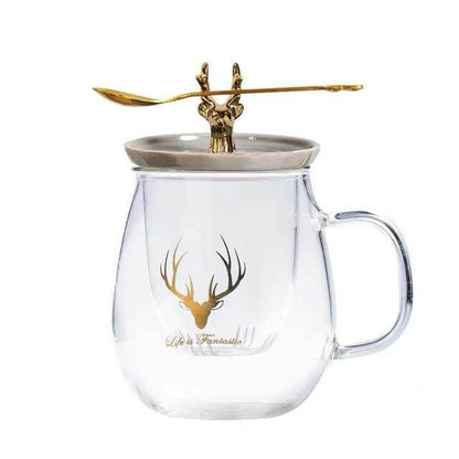 Thermal Glass Cup With Cute Animal Lid