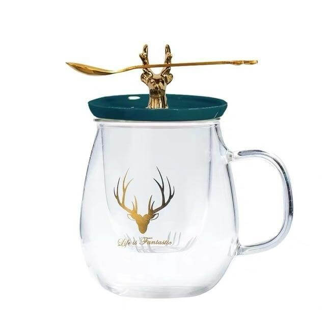 Thermal Glass Cup With Cute Animal Lid
