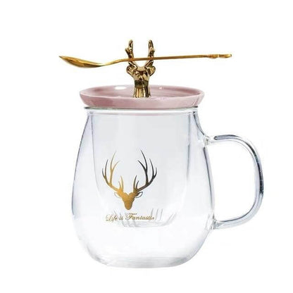 Thermal Glass Cup With Cute Animal Lid