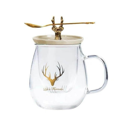 Thermal Glass Cup With Cute Animal Lid
