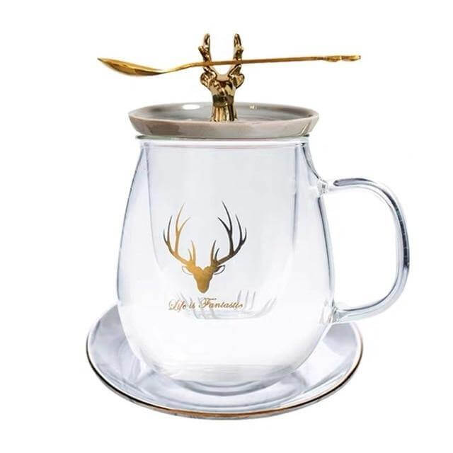 Thermal Glass Cup With Cute Animal Lid