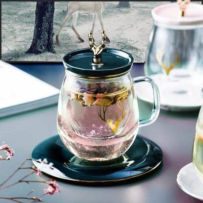 Thermal Glass Cup With Cute Animal Lid