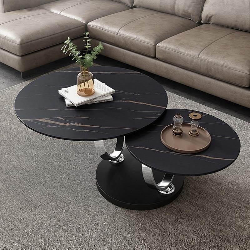 Luxury 2-Tier Coffee Table with White Marble Top - Luxicro