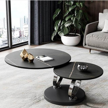 Luxury 2-Tier Coffee Table with White Marble Top