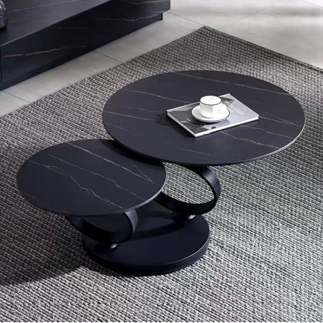 Luxury 2-Tier Coffee Table with White Marble Top