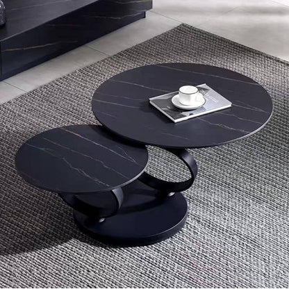 Luxury 2-Tier Coffee Table with White Marble Top