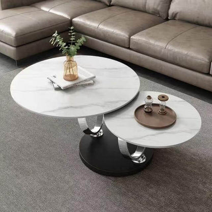 Luxury 2-Tier Coffee Table with White Marble Top