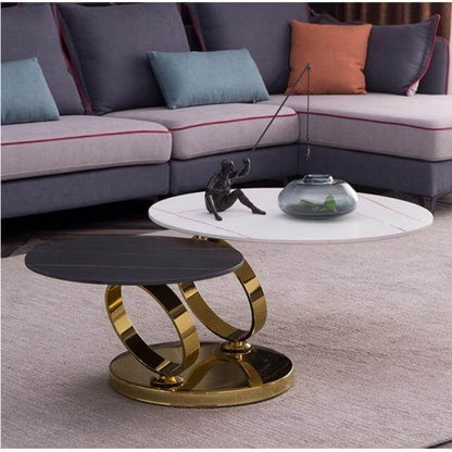 Luxury 2-Tier Coffee Table with White Marble Top