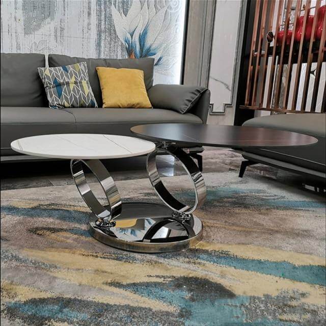 Luxury 2-Tier Coffee Table with White Marble Top