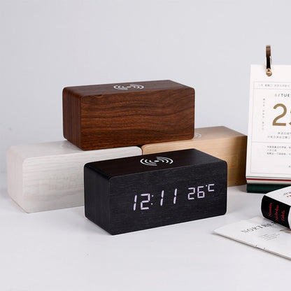 Modern Wooden Digital Alarm Clock Radio - Luxicro