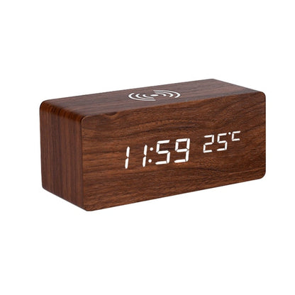 Modern Wooden Digital Alarm Clock Radio