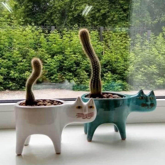 Cute Ceramic Cat Planter Pot - Luxicro