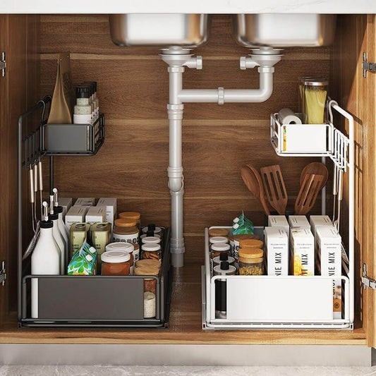 Compact Under Sink Storage Organizer Rack - Luxicro