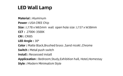 Recessed Modern Push Button Wall Lights