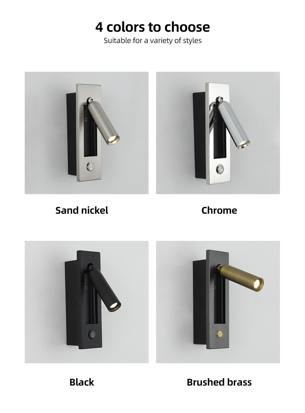 Recessed Modern Push Button Wall Lights