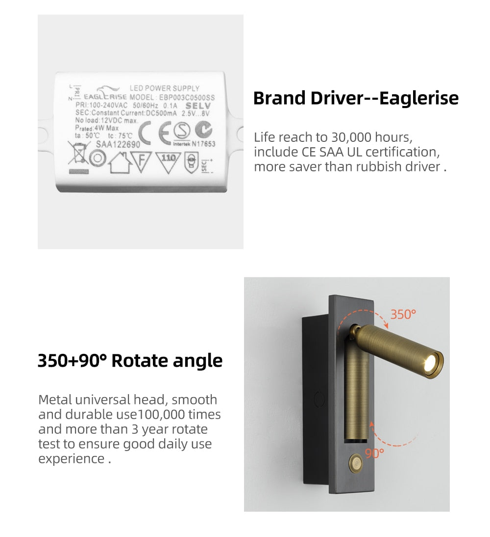 Recessed Modern Push Button Wall Lights