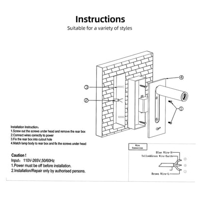 Recessed Modern Push Button Wall Lights