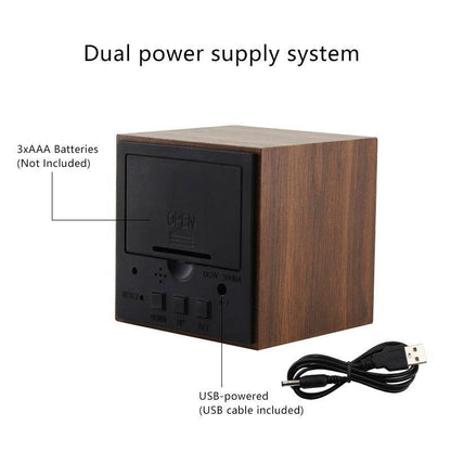 Wooden Digital LED Alarm Clock Cube